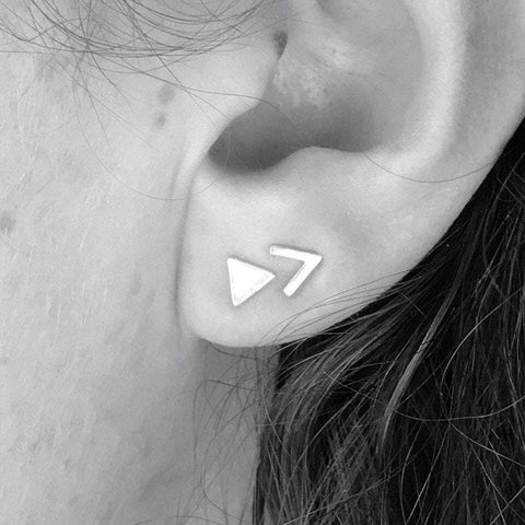 Tiny Triangle and Chevron Studs Set of Two Pair