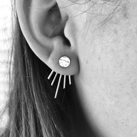 Tiny Silver Stud Earrings Chevron Angle Arrow 90 Degree 