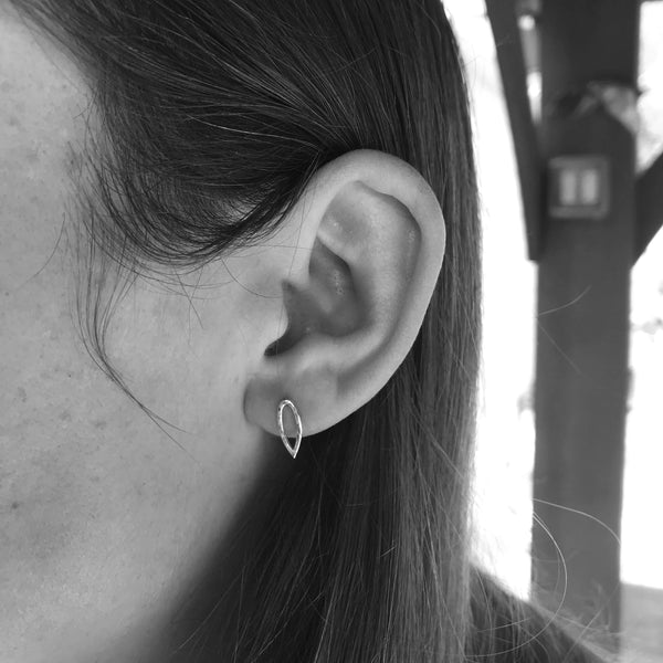 Hammered Single Leaf Stud Earrings